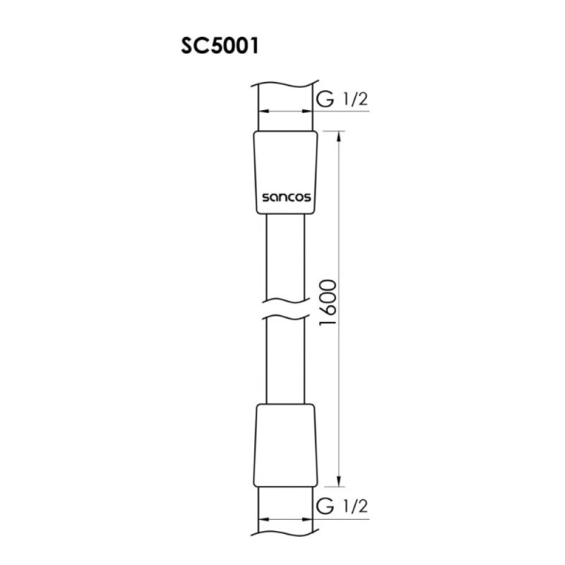 Шланг для душа Sancos SC5001CH, 160 см, цвет хром