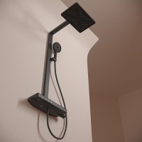 Душевая система Sancos Vos SC6100MB, термостатическая, черный матовый