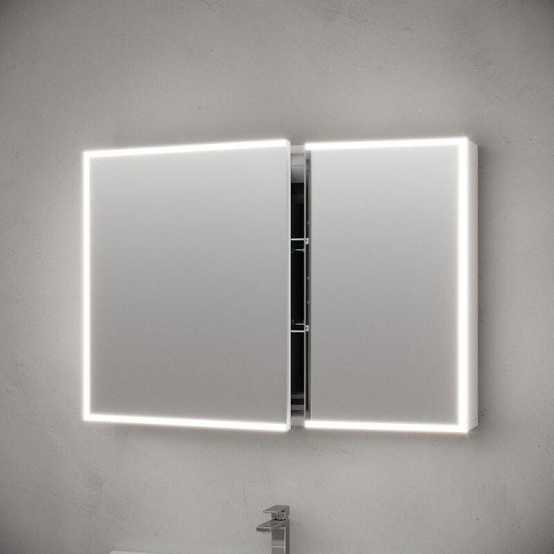 Зеркальный шкаф Sancos Evoke SC80100, 100 см, LED подсветка, бесконтактное управление, серый
