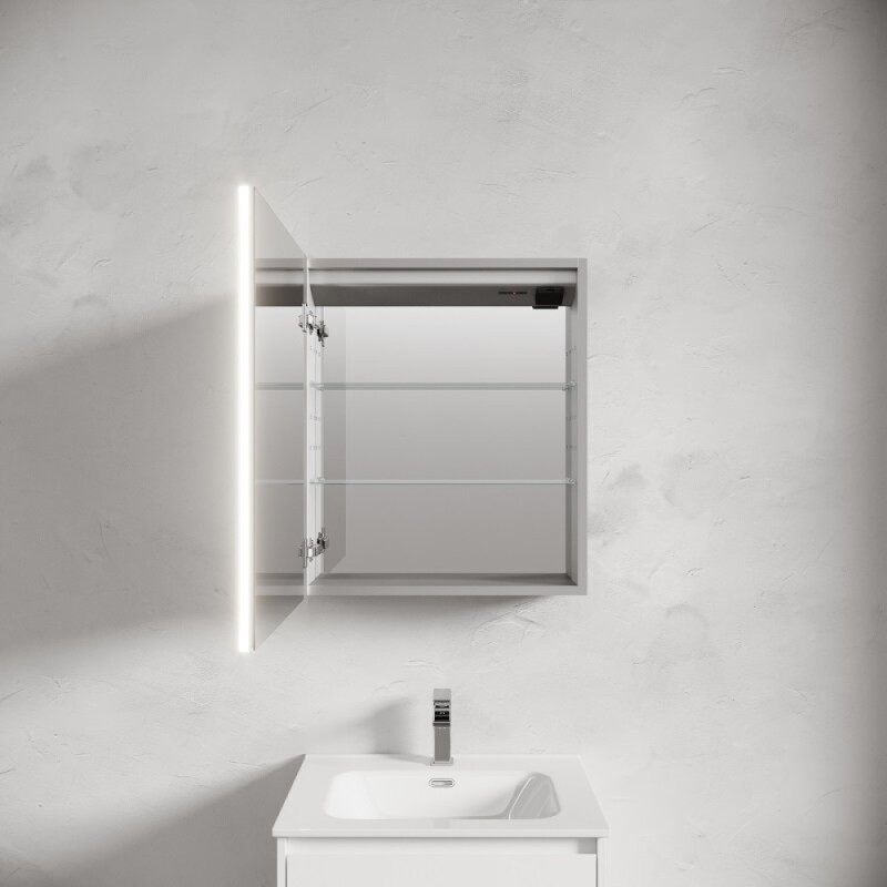 Зеркальный шкаф Sancos Evoke SC8060, 60 см, LED подсветка, бесконтактное управление, серый