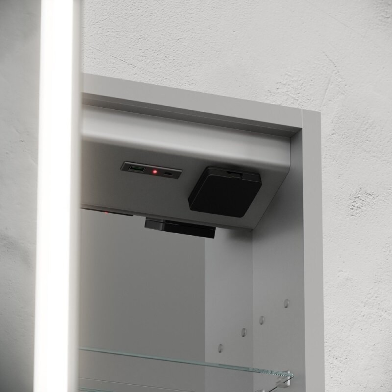 Зеркальный шкаф Sancos Evoke SC8060, 60 см, LED подсветка, бесконтактное управление, серый