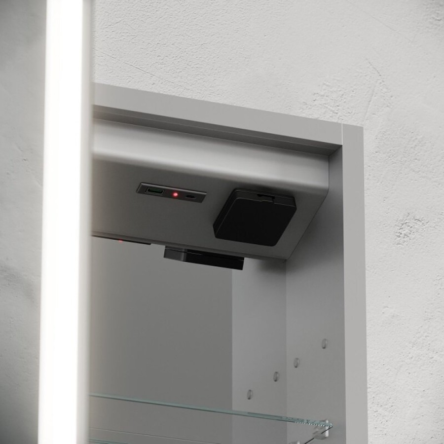 Зеркальный шкаф Sancos Evoke SC8060, 60 см, LED подсветка, бесконтактное управление, серый