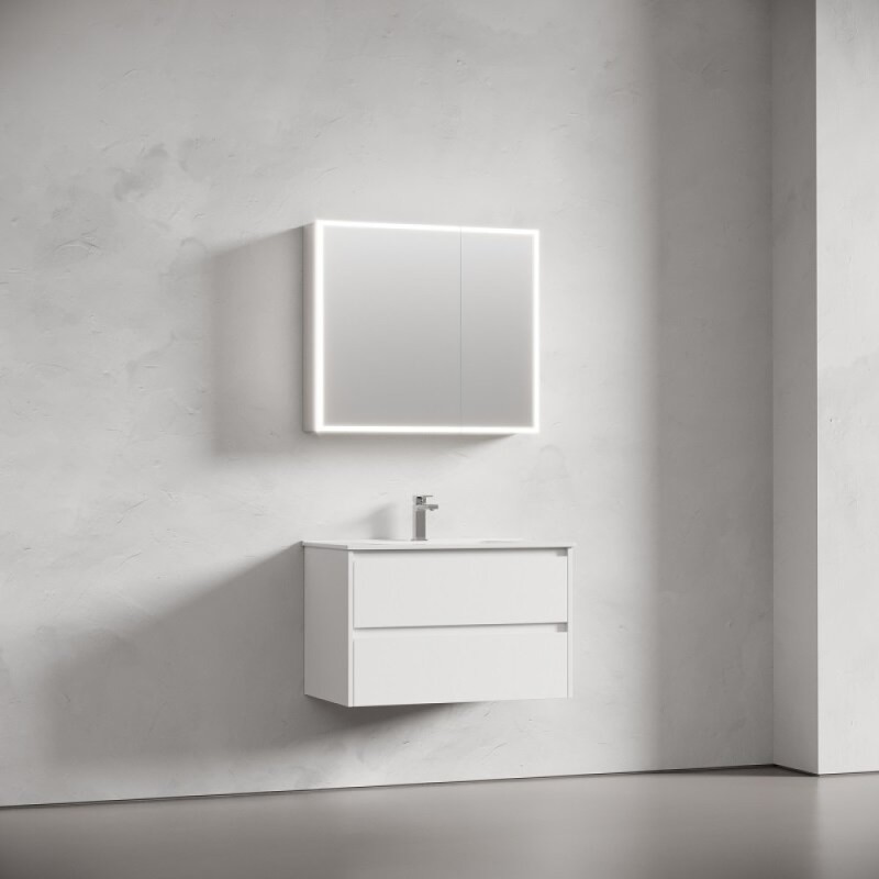 Зеркальный шкаф Sancos Evoke SC8080, 80 см, LED подсветка, бесконтактное управление, серый