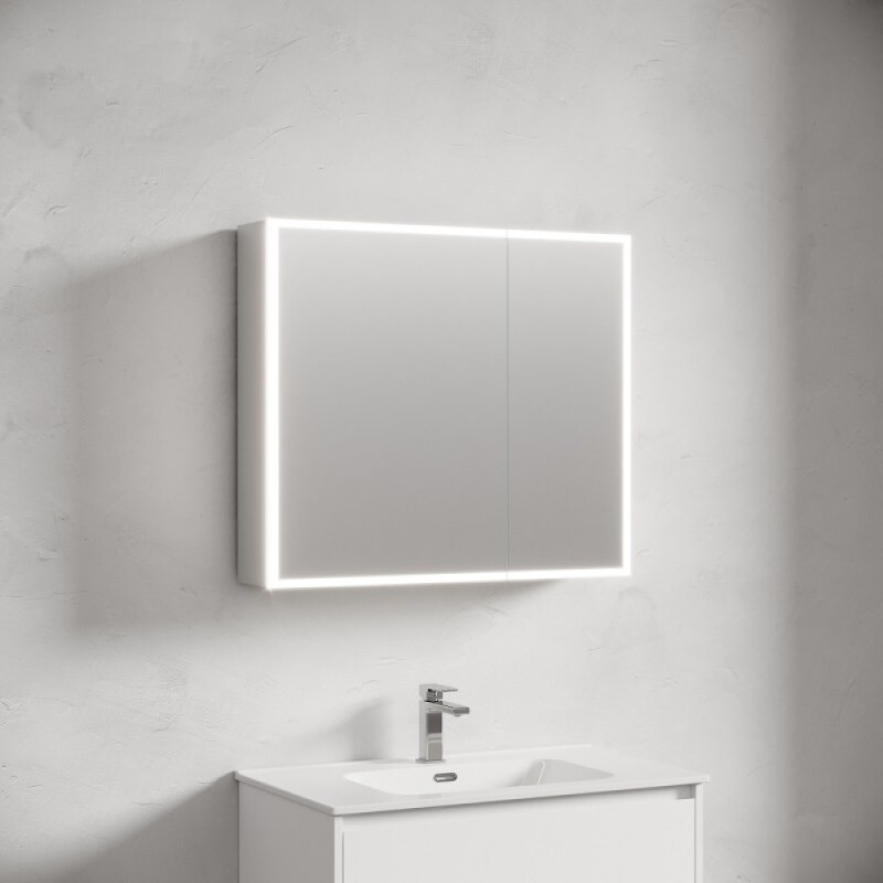 Зеркальный шкаф Sancos Evoke SC8080, 80 см, LED подсветка, бесконтактное управление, серый
