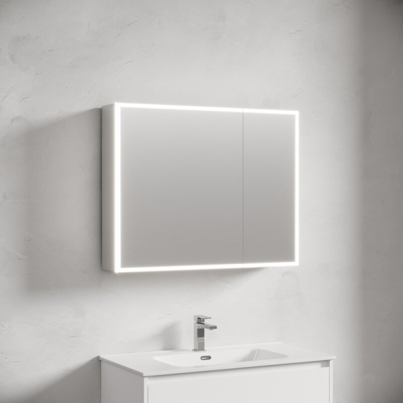 Зеркальный шкаф Sancos Evoke SC8090, 90 см, LED подсветка, бесконтактное управление, серый