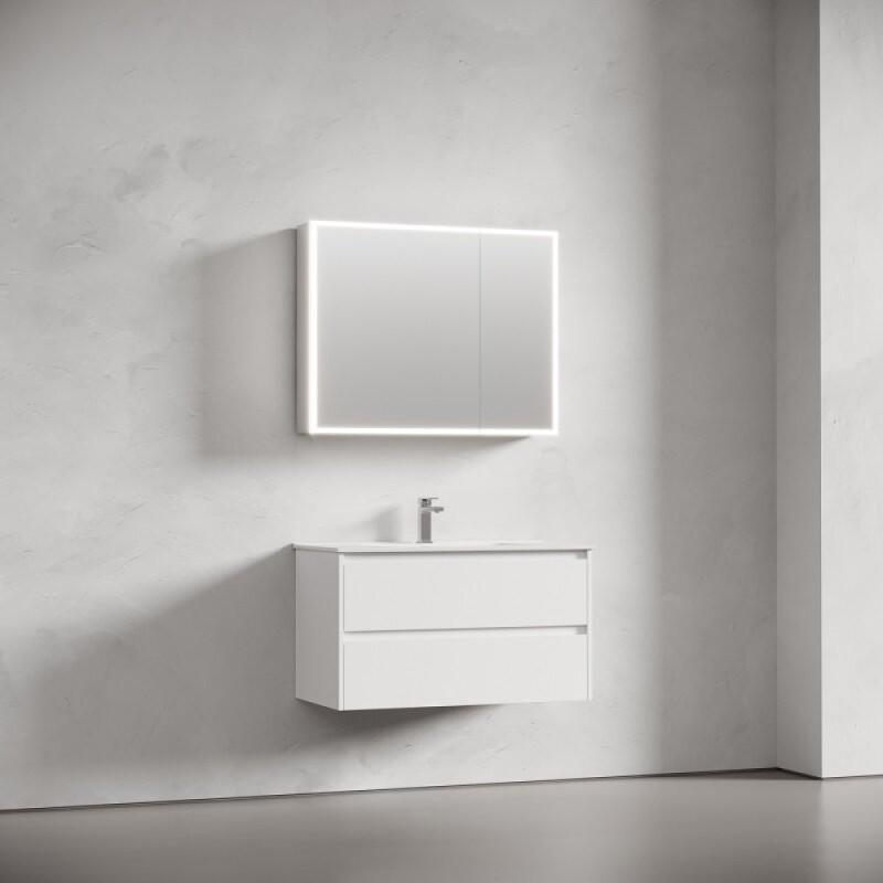 Зеркальный шкаф Sancos Evoke SC8090, 90 см, LED подсветка, бесконтактное управление, серый