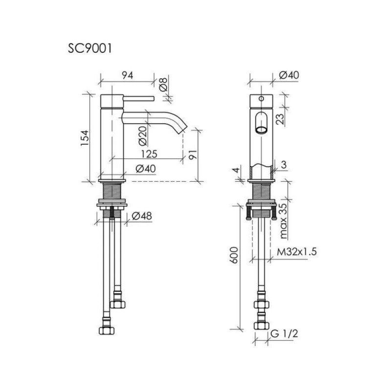 Смеситель для раковины Sancos Etna SC9001BG, PVD золото брашированное