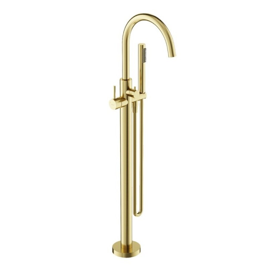 Смеситель Sancos Etna SC9009BG, для ванны, напольный, с душевым гарнитуром, PVD золото брашированное