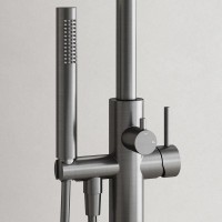 Смеситель Sancos Etna SC9009GG, для ванны, напольный, с душевым гарнитуром, вороненая сталь