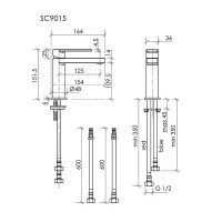 Смеситель для раковины Sancos Studio SC9015BG, PVD золото брашированное