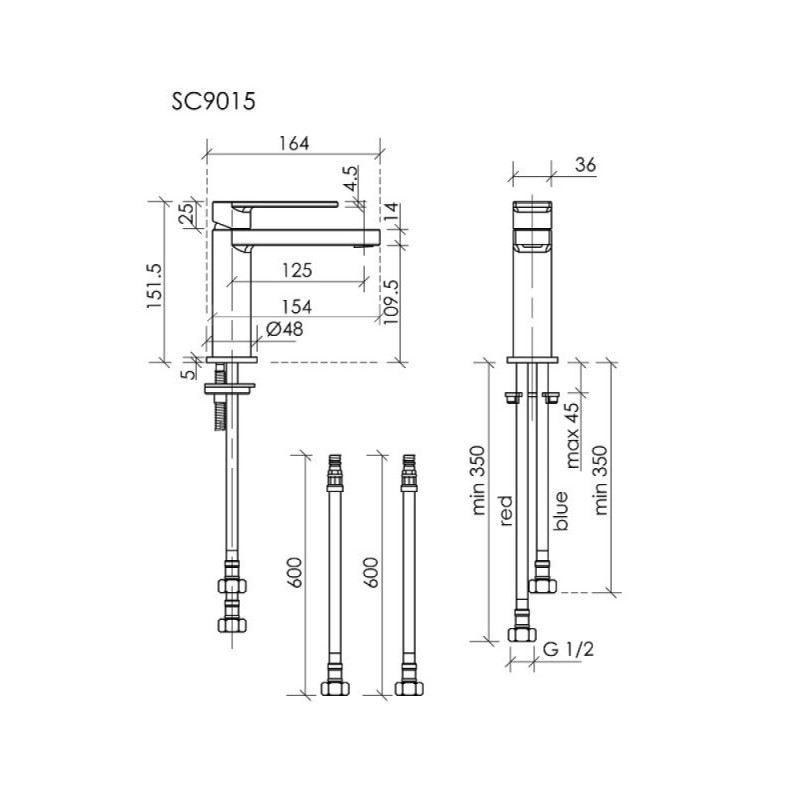 Смеситель для раковины Sancos Studio SC9015BN, PVD никель брашированный