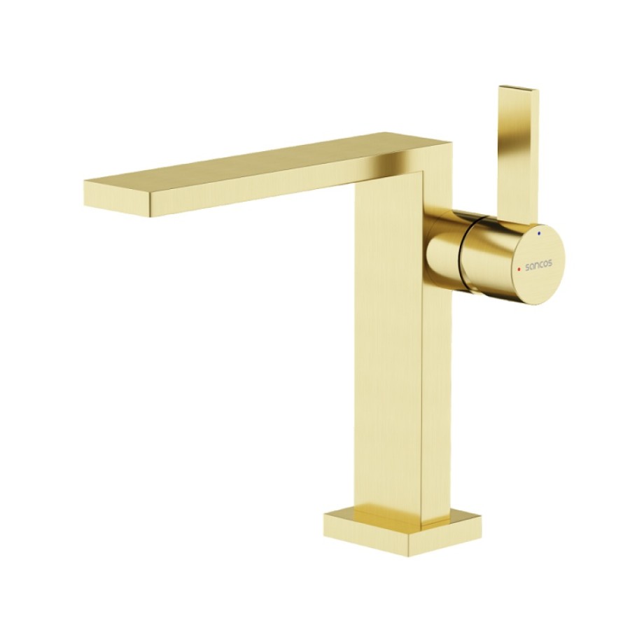 Смеситель для раковины Sancos Linn SC9019BG, PVD золото брашированное
