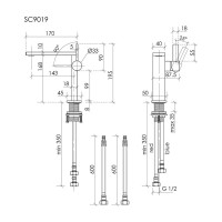 Смеситель для раковины Sancos Linn SC9019BN, PVD никель брашированный