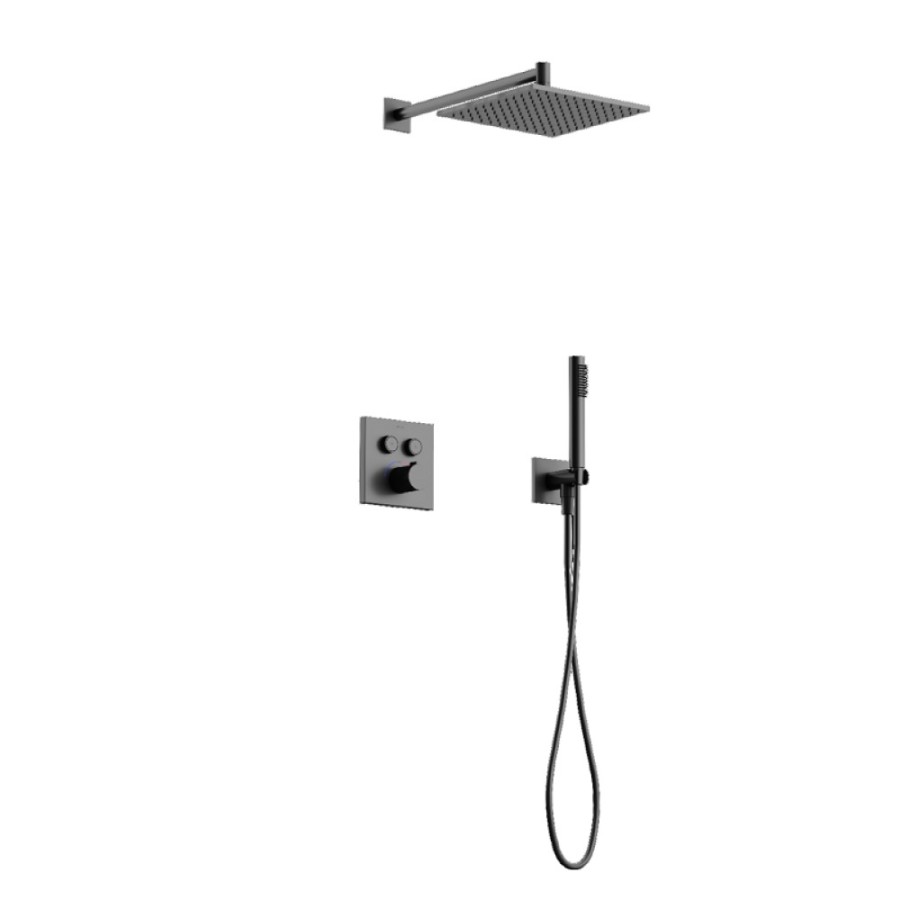 Душевая система Sancos Linn SC9022GG, термостатическая, вороненая сталь