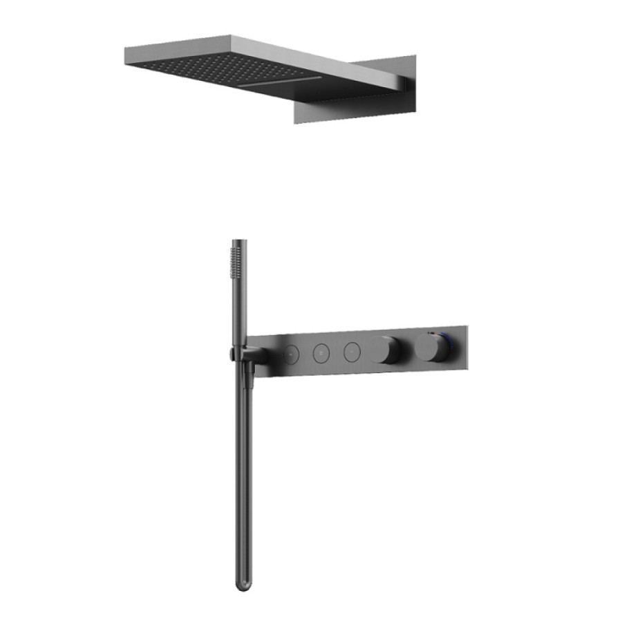 Душевая система Sancos Linn SC9023GG, термостатическая, вороненая сталь