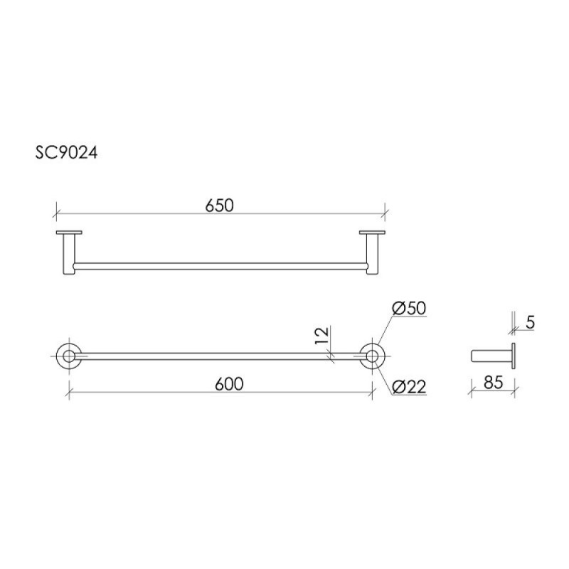 Полотенцедержатель Sancos Base SC9024CH, 60 см, хром