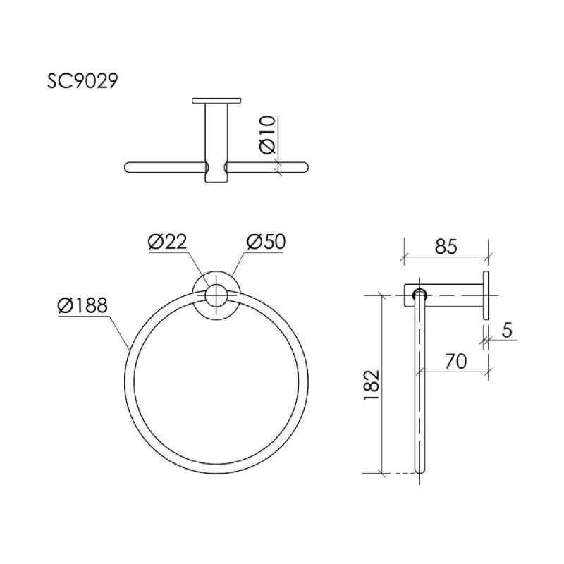 Полотенцедержатель-кольцо Sancos Base SC9029BG, 18 см, PVD золото брашированное