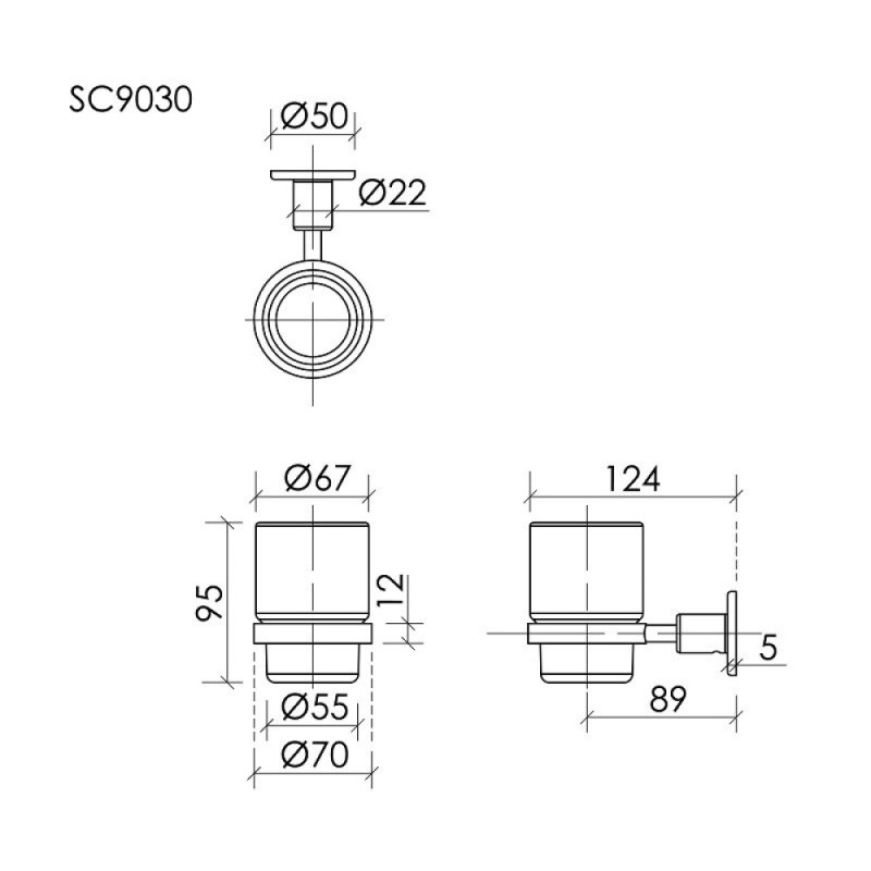 Стакан для зубных щеток Sancos Base SC9030MB, держатель черный матовый