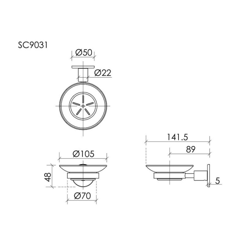 Мыльница Sancos Base SC9031BG, держатель PVD золото брашированное