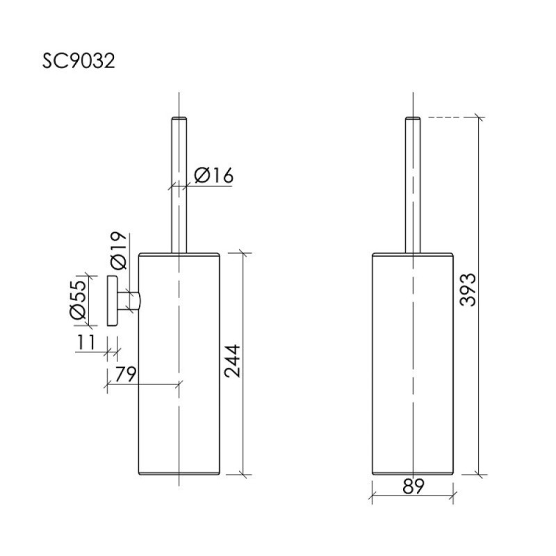 Ершик для унитаза Sancos Base SC9032MB, черный матовый