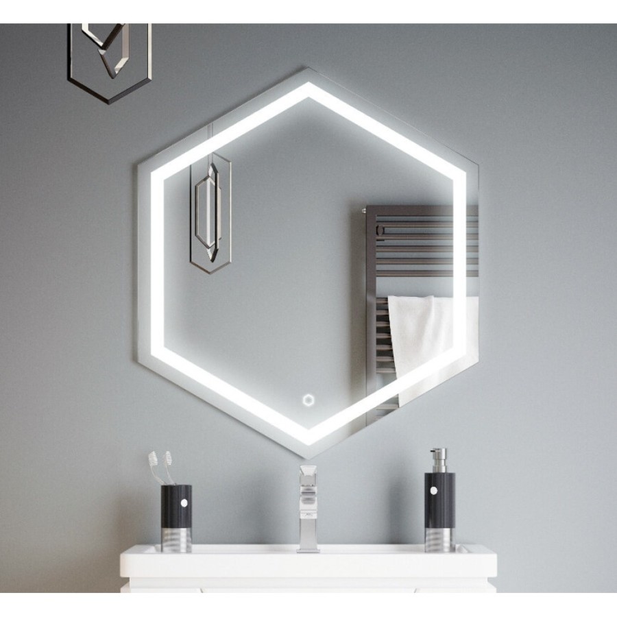 Зеркало Corozo Теор, 70 х 80 см, LED-подсветка, сенсор, подвесное, цвет белый, SD-00000922