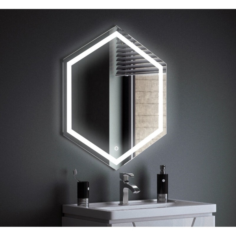 Зеркало Corozo Теор, 70 х 80 см, LED-подсветка, сенсор, подвесное, цвет белый, SD-00000922