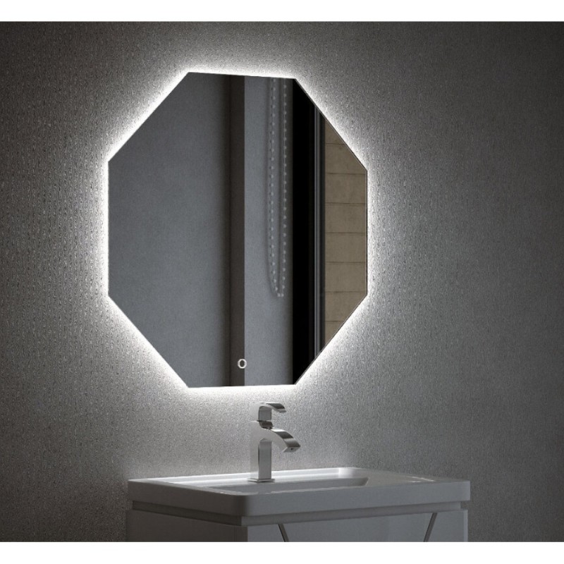 Зеркало Corozo Каре, 70 х 70 см, LED-подсветка, сенсор, подвесное, цвет белый, SD-00000962