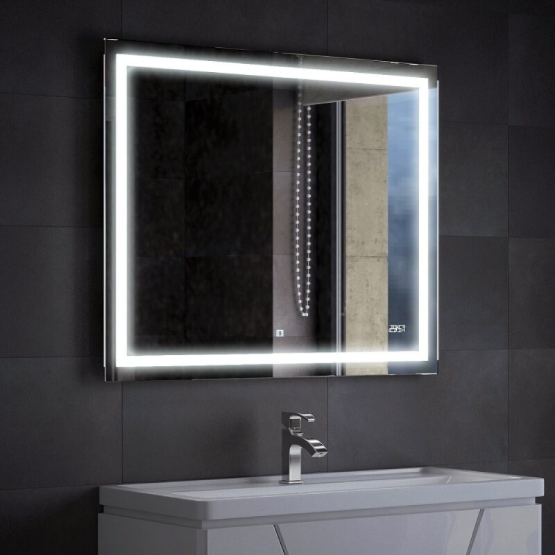 Зеркало Corozo Барго 100 х 80 см, LED-подсветка, часы, сенсор, SD-00001187