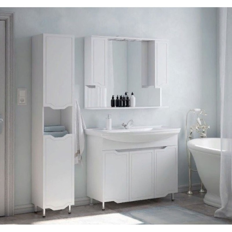 Зеркальный шкаф Corozo Мирра 105/С, c подсветкой, белый, SD-00001545