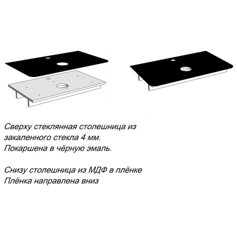 Столешница Corozo Алабама 100 М SD-00001631, 100 см, стекло, черная