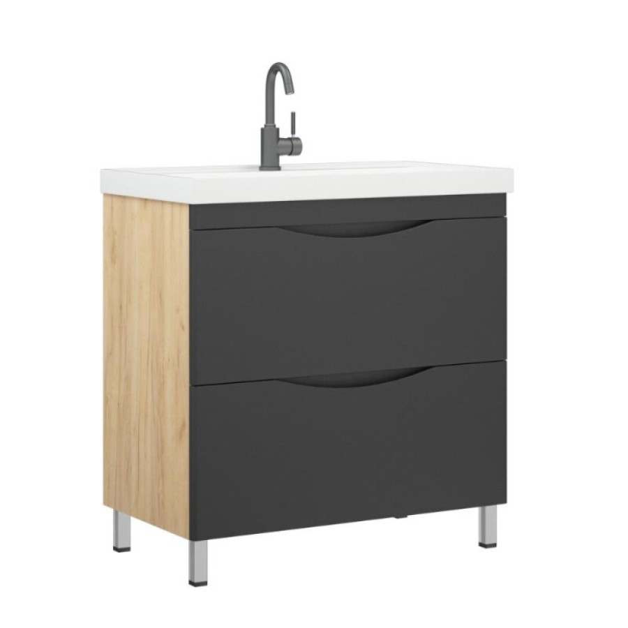 Тумба Corozo Лиана SD-00001837, 80 см, напольная, цвет дуб графит