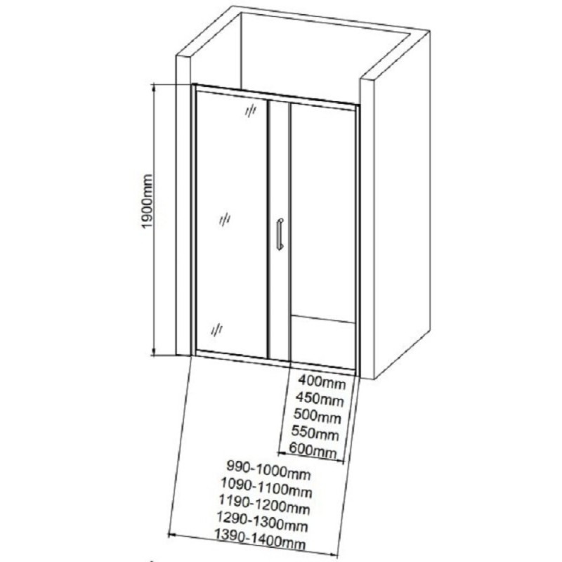 Душевая дверь в нишу Aquanet SD, 100 x 190 см, стекло прозрачное, профиль хром, SD-1000A