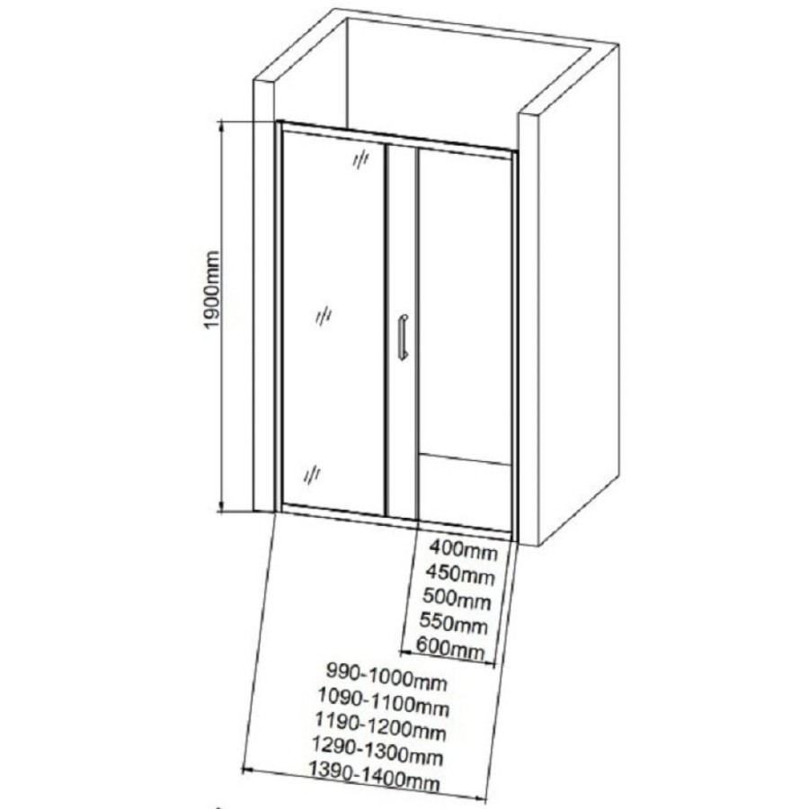 Душевая дверь в нишу Aquanet SD, 100 x 190 см, стекло прозрачное, профиль хром, SD-1000A