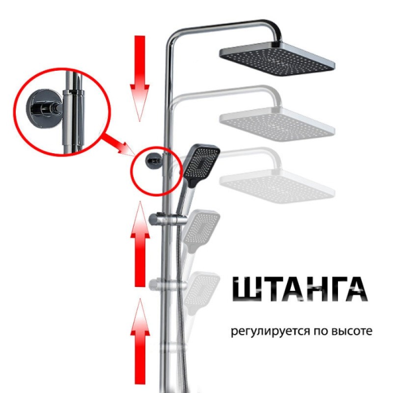 Душевая система ALMAes GaLaxy, термостатическая, цвет хром, SDI-1803