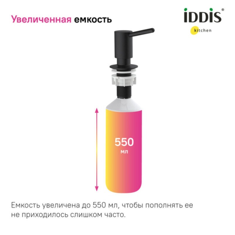 Дозатор встраиваемый Iddis Kitchen Line SDIBL00i59, черный матовый