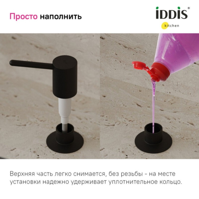 Дозатор встраиваемый Iddis Kitchen Line SDIBL00i59, черный матовый
