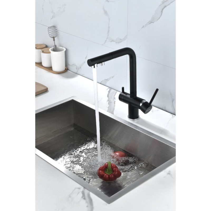 Смеситель Paulmark Serpentine Se213222-AN для кухонной мойки, с подключением к фильтру питьевой воды, антрацит