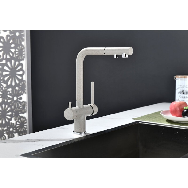 Смеситель Paulmark Serpentine Se213222-BE для кухонной мойки с подключением к фильтру питьевой воды, бежевый
