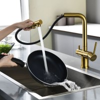 Смеситель для кухонной мойки Paulmark Serpentine Se213222-BG, с подключением к фильтру питьевой воды, брашированное золото