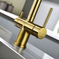 Смеситель для кухонной мойки Paulmark Serpentine Se213222-BG, с подключением к фильтру питьевой воды, брашированное золото