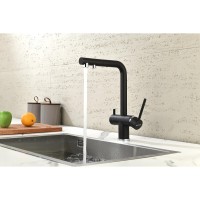 Смеситель Paulmark Serpentine Se213222-BLM для кухонной мойки с подключением к фильтру питьевой воды, черный