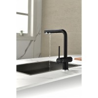 Смеситель Paulmark Serpentine Se213222-BLM для кухонной мойки с подключением к фильтру питьевой воды, черный