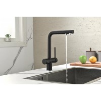 Смеситель Paulmark Serpentine Se213222-BLM для кухонной мойки с подключением к фильтру питьевой воды, черный