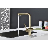 Смеситель Paulmark Serpentine Se213222-BR для кухонной мойки с подключением к фильтру питьевой воды, бронза