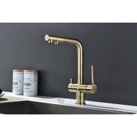 Смеситель Paulmark Serpentine Se213222-BR для кухонной мойки с подключением к фильтру питьевой воды, бронза
