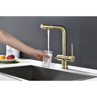 Смеситель Paulmark Serpentine Se213222-BR для кухонной мойки с подключением к фильтру питьевой воды, бронза