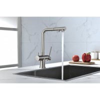 Смеситель Paulmark Serpentine Se213222-BS для кухонной мойки с подключением к фильтру питьевой воды, брашированная сталь