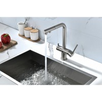 Смеситель Paulmark Serpentine Se213222-BS для кухонной мойки с подключением к фильтру питьевой воды, брашированная сталь