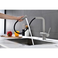 Смеситель Paulmark Serpentine Se213222-DG для кухонной мойки с подключением к фильтру питьевой воды, графит