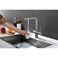 Смеситель Paulmark Serpentine Se213222-DG для кухонной мойки с подключением к фильтру питьевой воды, графит